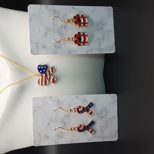 NWT 3 Pack Giadasio Handmade Gold Plated America Red/White/Blue USA Jewelry Set